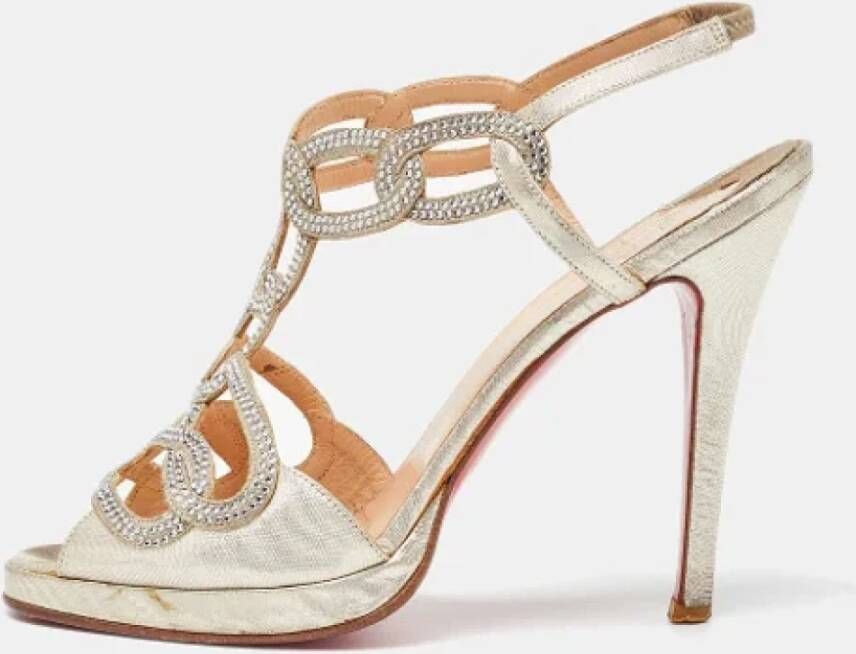 Christian Louboutin Pre-owned Fabric sandals Gray Dames