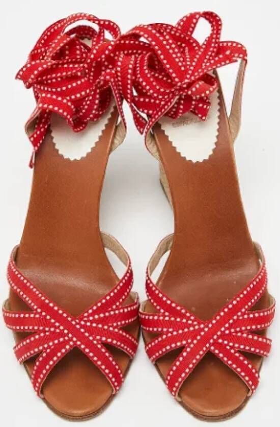 Christian Louboutin Pre-owned Fabric sandals Red Dames