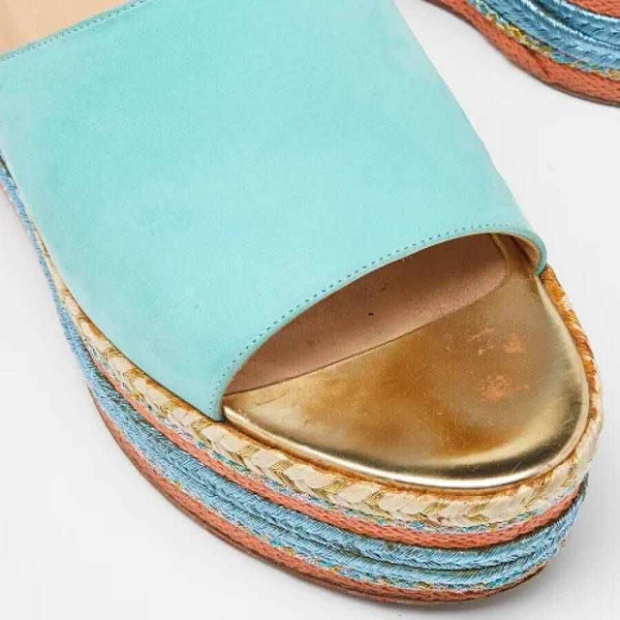 Christian Louboutin Pre-owned Leather espadrilles Blue Dames