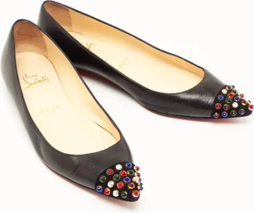 Christian Louboutin Pre-owned Leather flats Black Dames