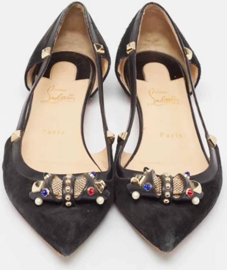 Christian Louboutin Pre-owned Leather flats Black Dames