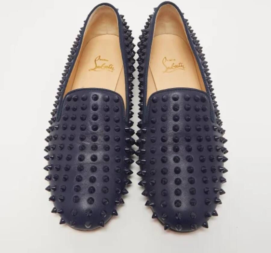 Christian Louboutin Pre-owned Leather flats Blue Dames