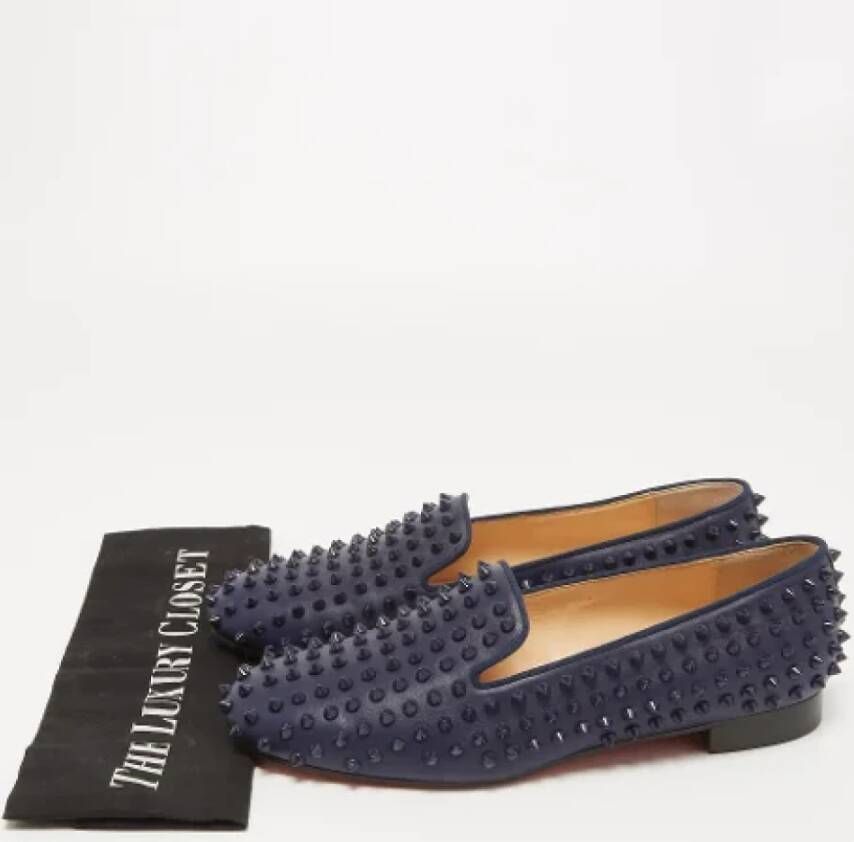 Christian Louboutin Pre-owned Leather flats Blue Dames