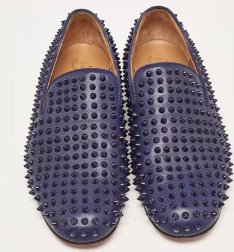 Christian Louboutin Pre-owned Leather flats Blue Dames