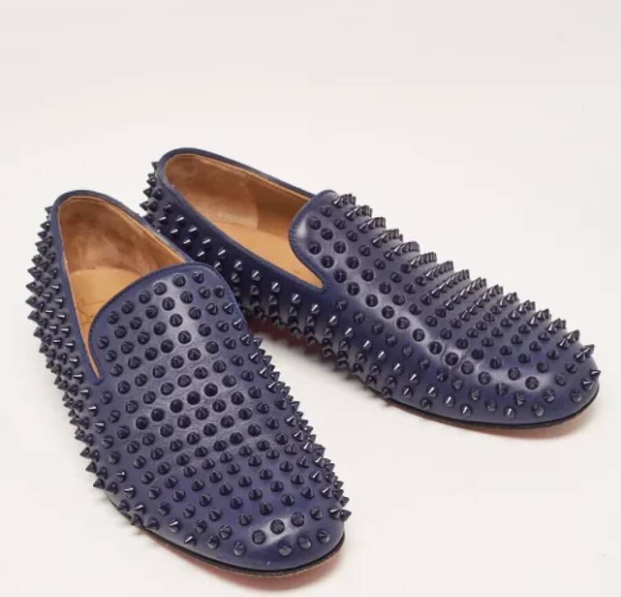 Christian Louboutin Pre-owned Leather flats Blue Dames