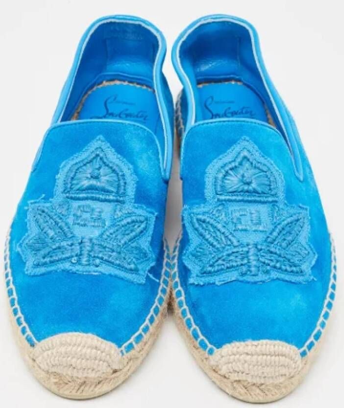 Christian Louboutin Pre-owned Leather flats Blue Dames