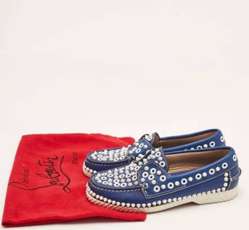 Christian Louboutin Pre-owned Leather flats Blue Dames