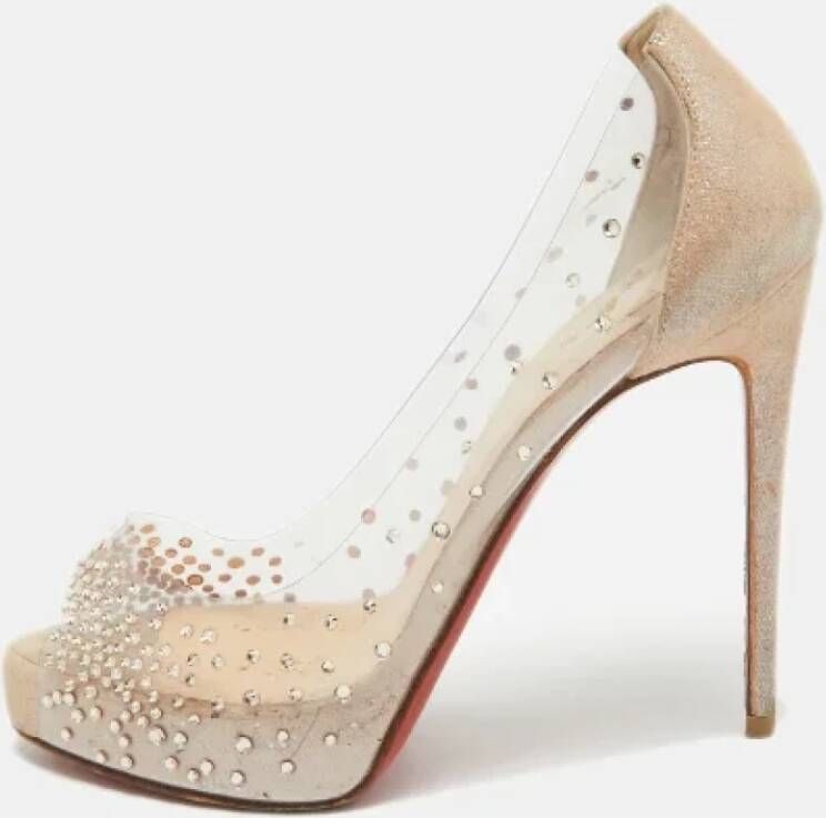 Christian Louboutin Pre-owned Leather heels Beige Dames