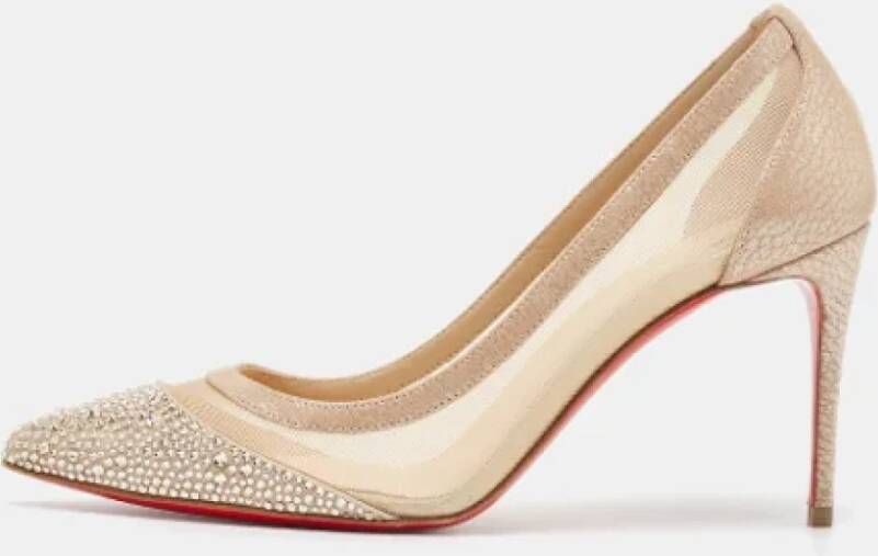 Christian Louboutin Pre-owned Leather heels Beige Dames