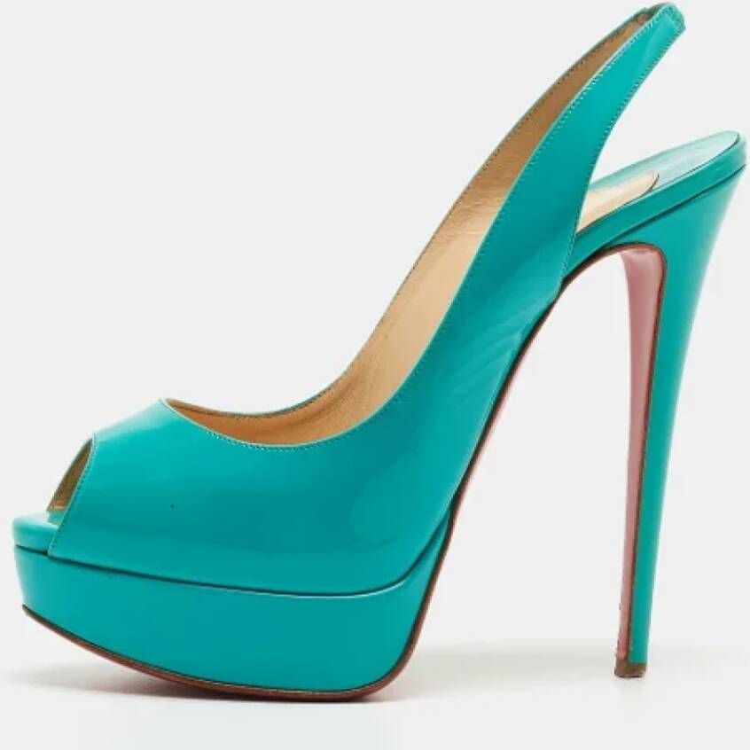 Christian Louboutin Pre-owned Leather heels Blue Dames