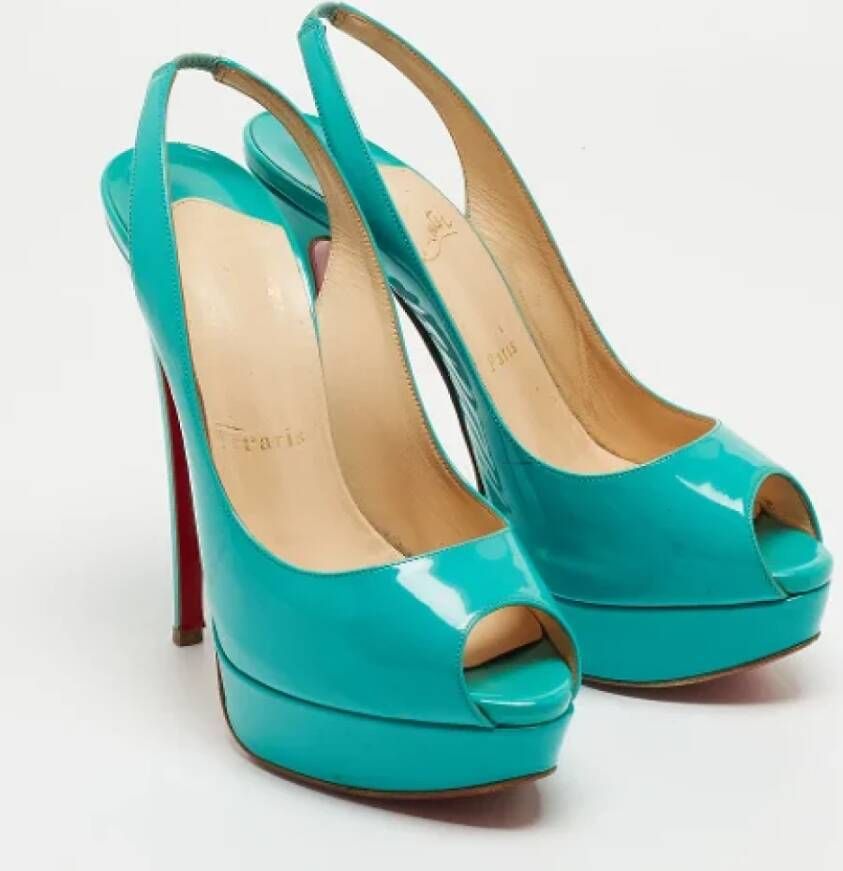 Christian Louboutin Pre-owned Leather heels Blue Dames