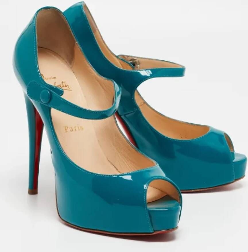 Christian Louboutin Pre-owned Leather heels Blue Dames