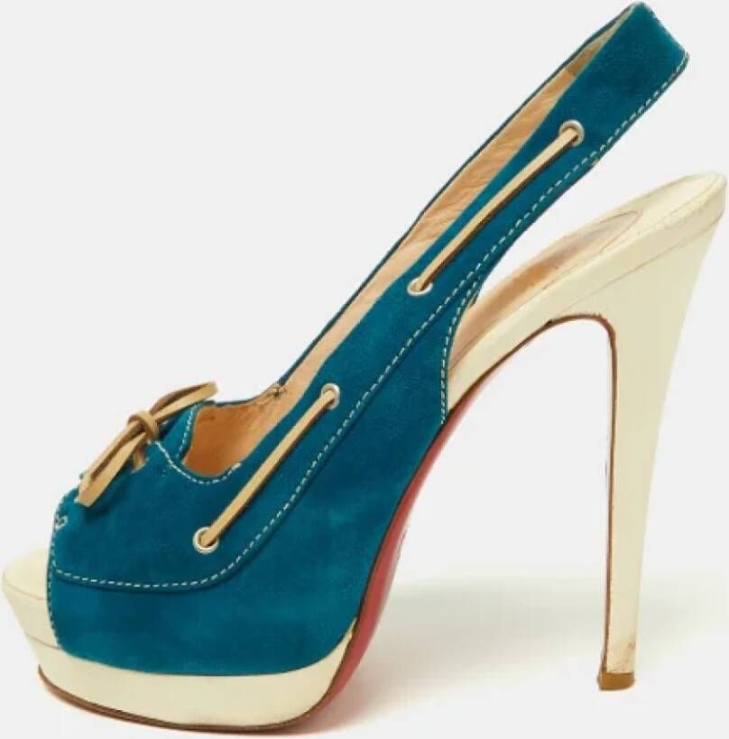 Christian Louboutin Pre-owned Leather heels Blue Dames