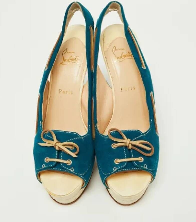 Christian Louboutin Pre-owned Leather heels Blue Dames