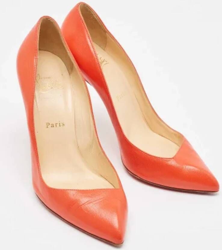 Christian Louboutin Pre-owned Leather heels Orange Dames