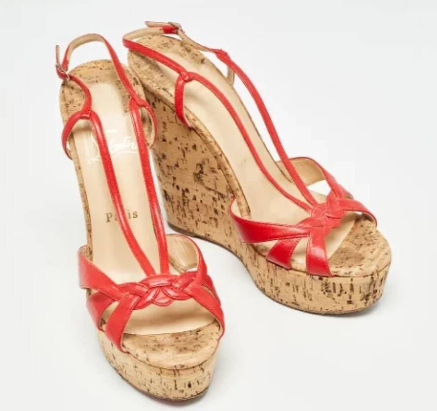 Christian Louboutin Pre-owned Leather sandals Red Dames