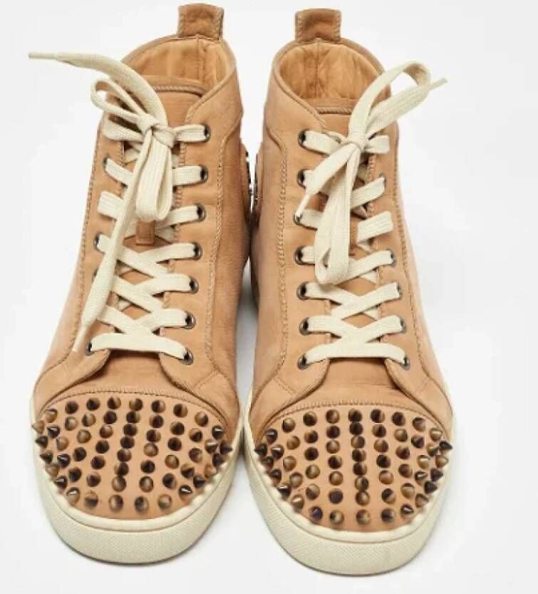 Christian Louboutin Pre-owned Leather sneakers Beige Heren