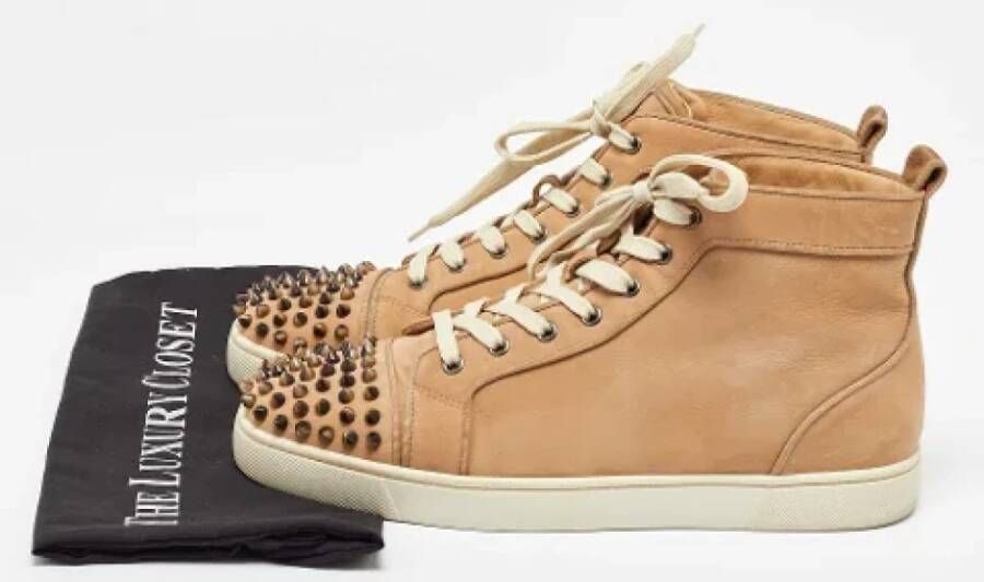 Christian Louboutin Pre-owned Leather sneakers Beige Heren