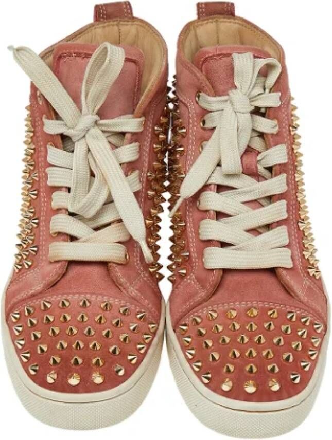 Christian Louboutin Pre-owned Leather sneakers Orange Dames