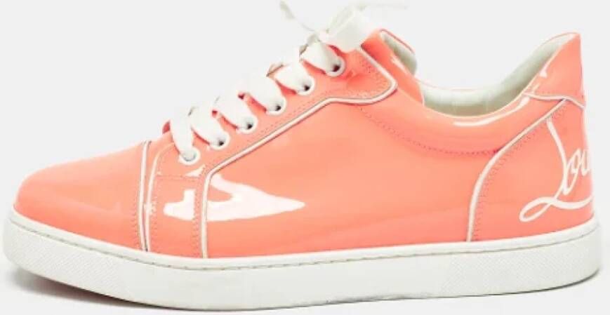 Christian Louboutin Pre-owned Leather sneakers Orange Dames