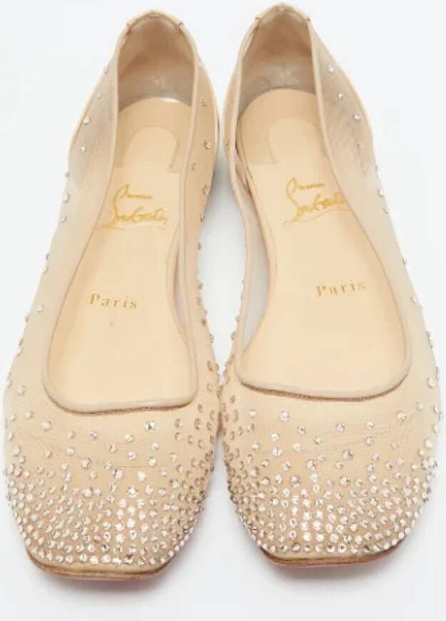 Christian Louboutin Pre-owned Mesh flats Beige Dames