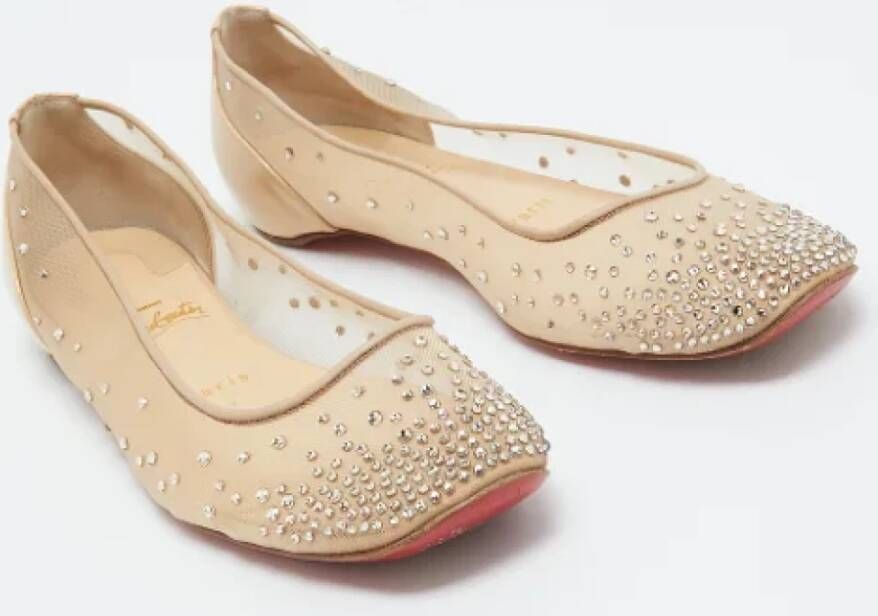 Christian Louboutin Pre-owned Mesh flats Beige Dames