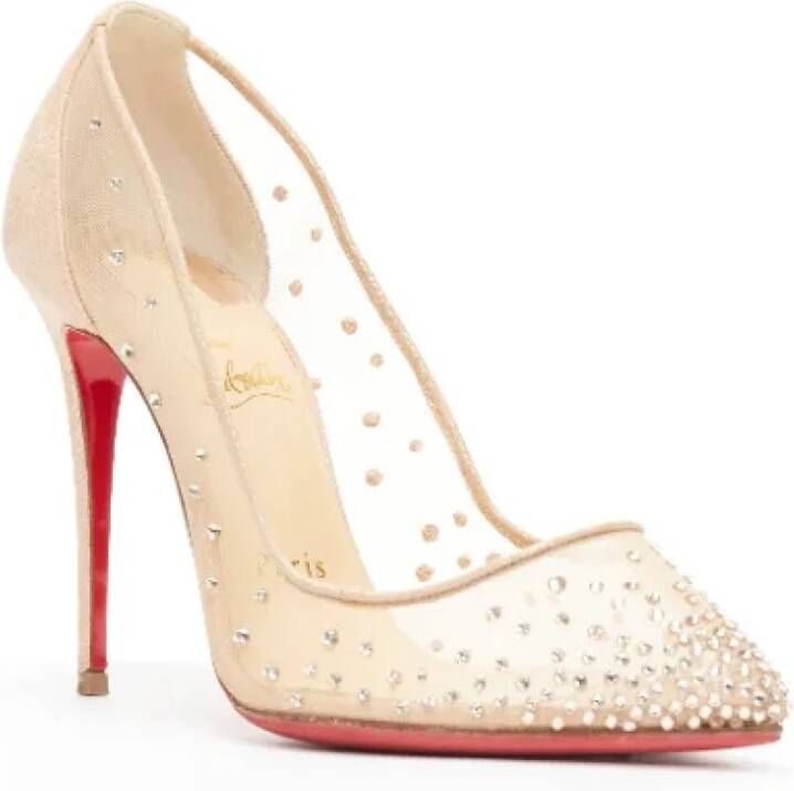 Christian Louboutin Pre-owned Mesh heels Beige Dames