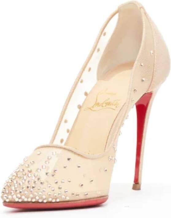 Christian Louboutin Pre-owned Mesh heels Beige Dames