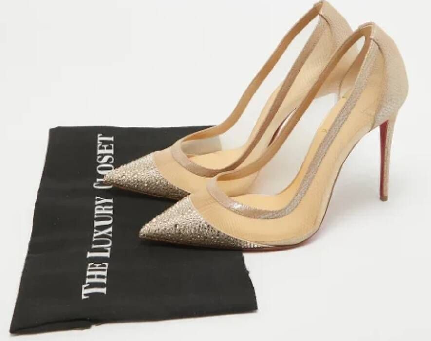 Christian Louboutin Pre-owned Mesh heels Beige Dames