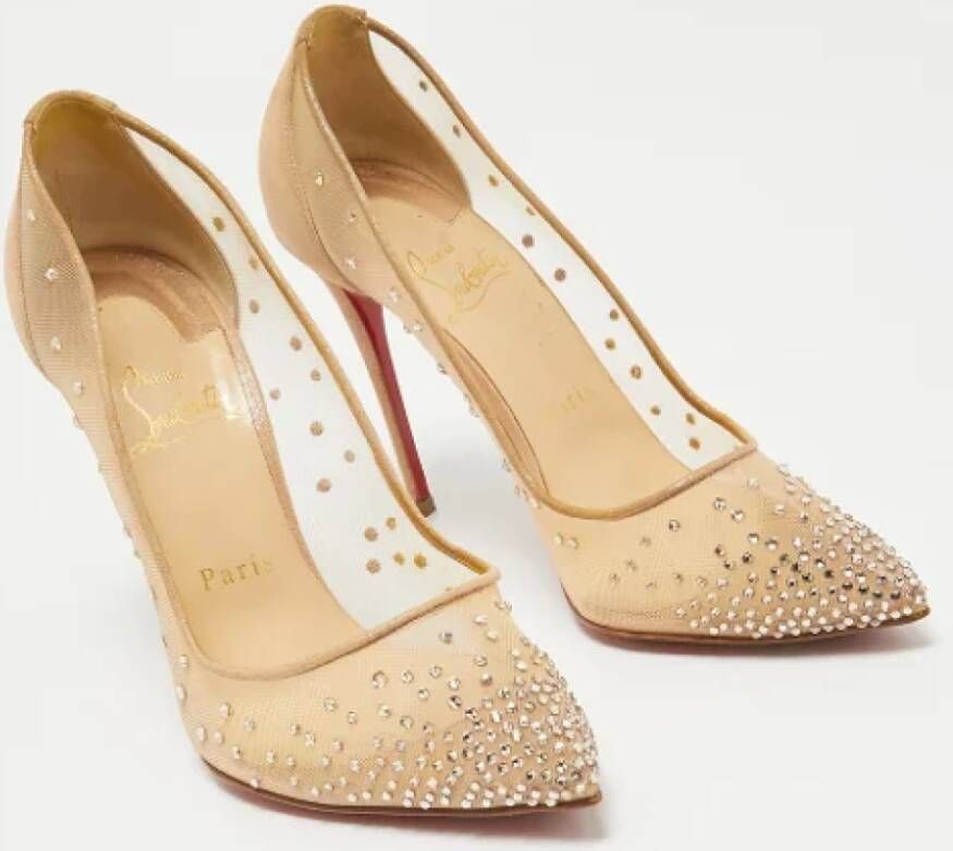 Christian Louboutin Pre-owned Mesh heels Beige Dames