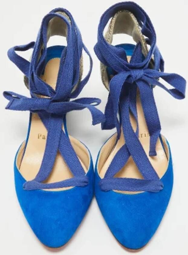 Christian Louboutin Pre-owned Raffia heels Blue Dames