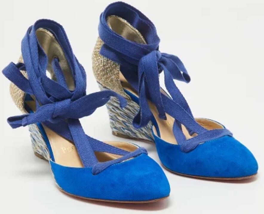 Christian Louboutin Pre-owned Raffia heels Blue Dames