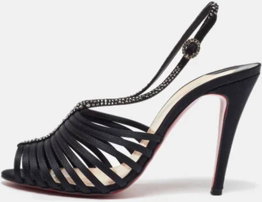 Christian Louboutin Pre-owned Satin sandals Black Dames