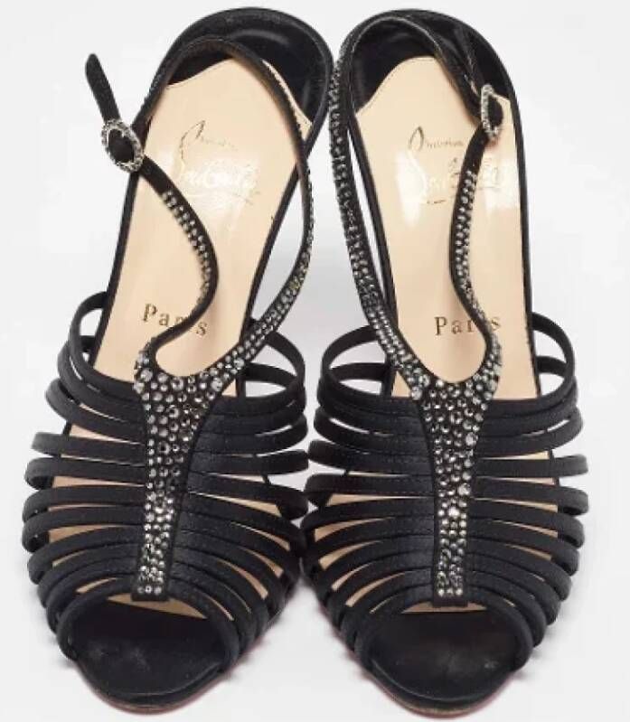 Christian Louboutin Pre-owned Satin sandals Black Dames