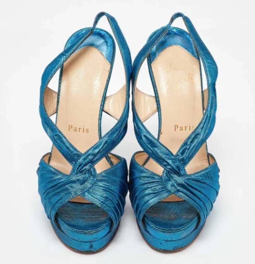 Christian Louboutin Pre-owned Satin sandals Blue Dames