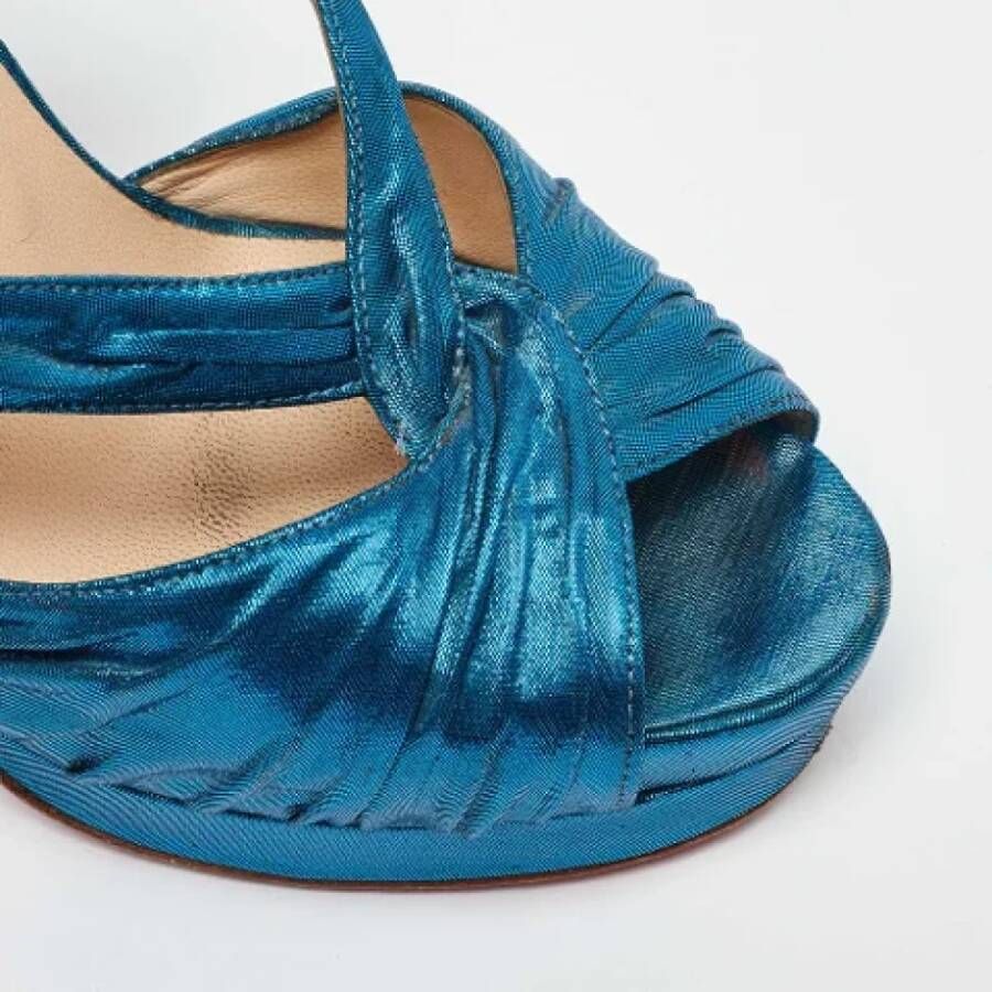 Christian Louboutin Pre-owned Satin sandals Blue Dames