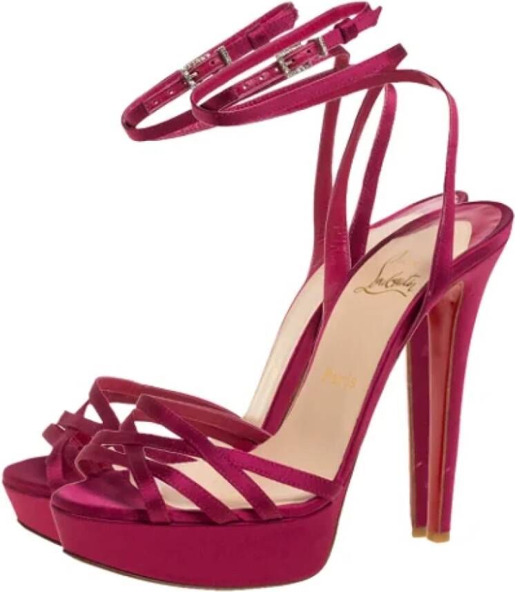 Christian Louboutin Pre-owned Satin sandals Pink Dames