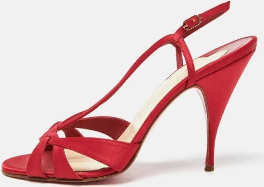 Christian Louboutin Pre-owned Satin sandals Red Dames