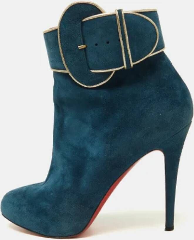 Christian Louboutin Pre-owned Suede boots Blue Dames