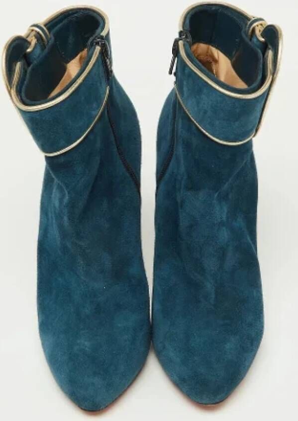 Christian Louboutin Pre-owned Suede boots Blue Dames