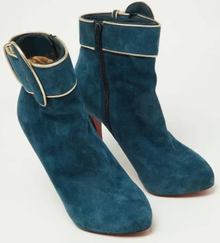 Christian Louboutin Pre-owned Suede boots Blue Dames