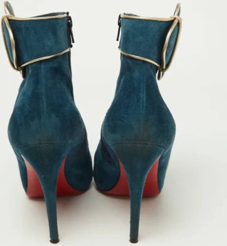 Christian Louboutin Pre-owned Suede boots Blue Dames