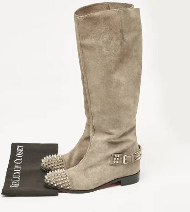 Christian Louboutin Pre-owned Suede boots Gray Dames