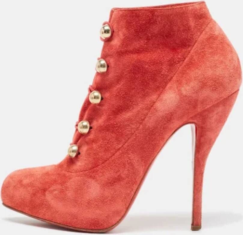 Christian Louboutin Pre-owned Suede boots Red Dames