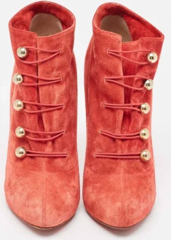 Christian Louboutin Pre-owned Suede boots Red Dames