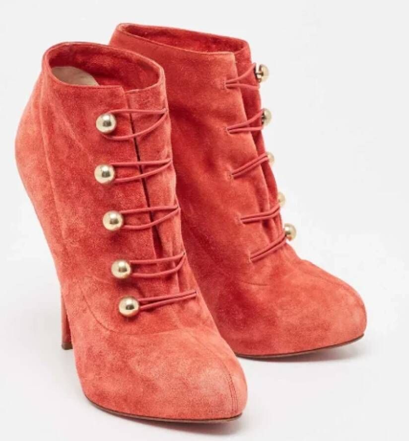 Christian Louboutin Pre-owned Suede boots Red Dames