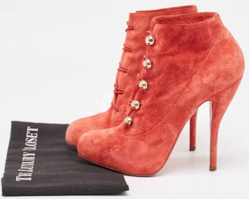 Christian Louboutin Pre-owned Suede boots Red Dames