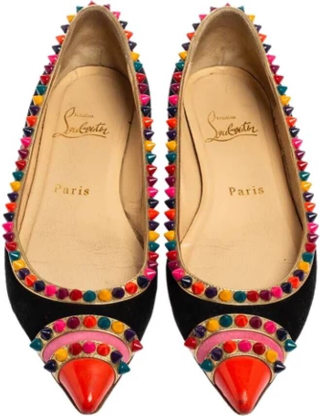 Christian Louboutin Pre-owned Suede flats Black Dames