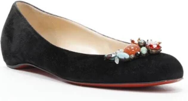 Christian Louboutin Pre-owned Suede flats Black Dames