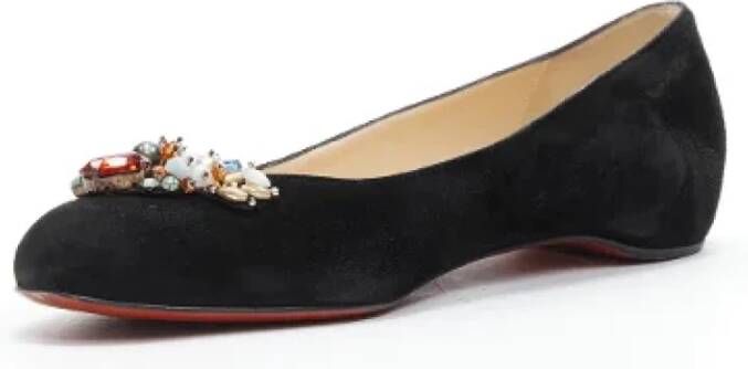 Christian Louboutin Pre-owned Suede flats Black Dames